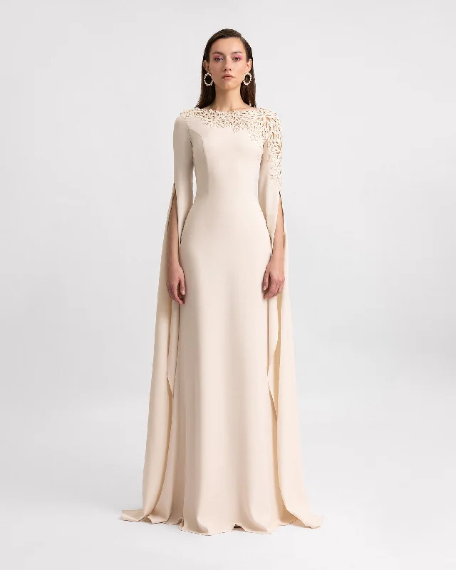 Dress with Beadings on the Neckline