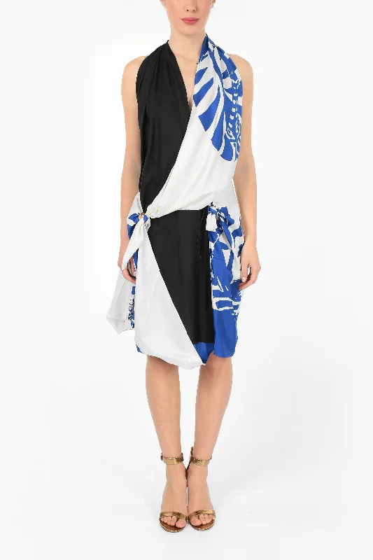 Bottega Veneta Draped ZEBRA Halterneck Dress 42 Italian size