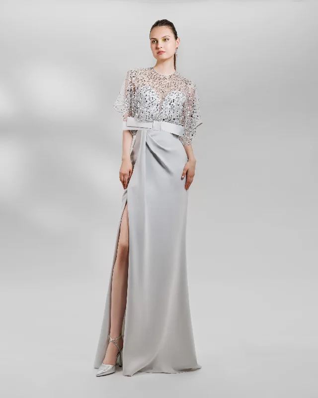 Fully Beaded See-Through Bodice Dress