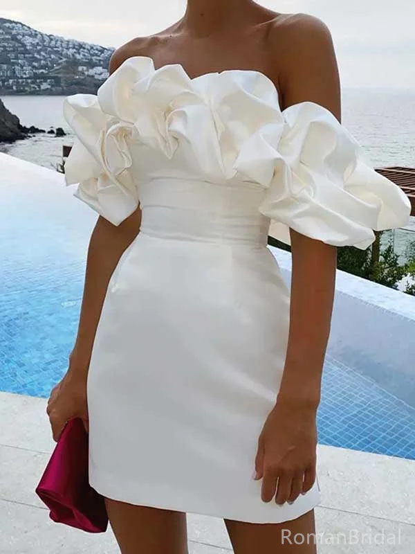Simple Off-shoulder Sleeveless Mermaid Satin Homecoming Dresses For Party Online, HD1085 Simple Off-shoulder Sleeveless Mermaid Satin Homecoming Dresses For Party Online, HD1085