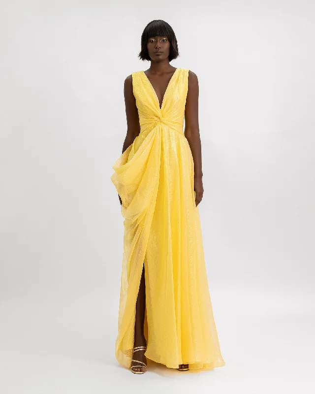 V-Neckline Draped Dress