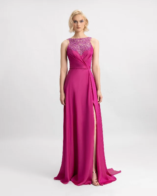 Halter Beaded Neckline Dress