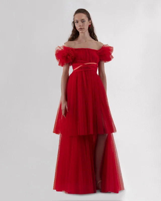 Ruffled Sleeves Long Dress