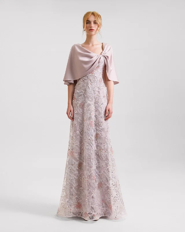 Embroidery Sleeve Cape-Like Dress