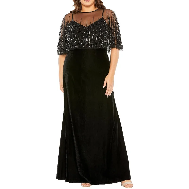Plus Womens Velvet 2PC Evening Dress