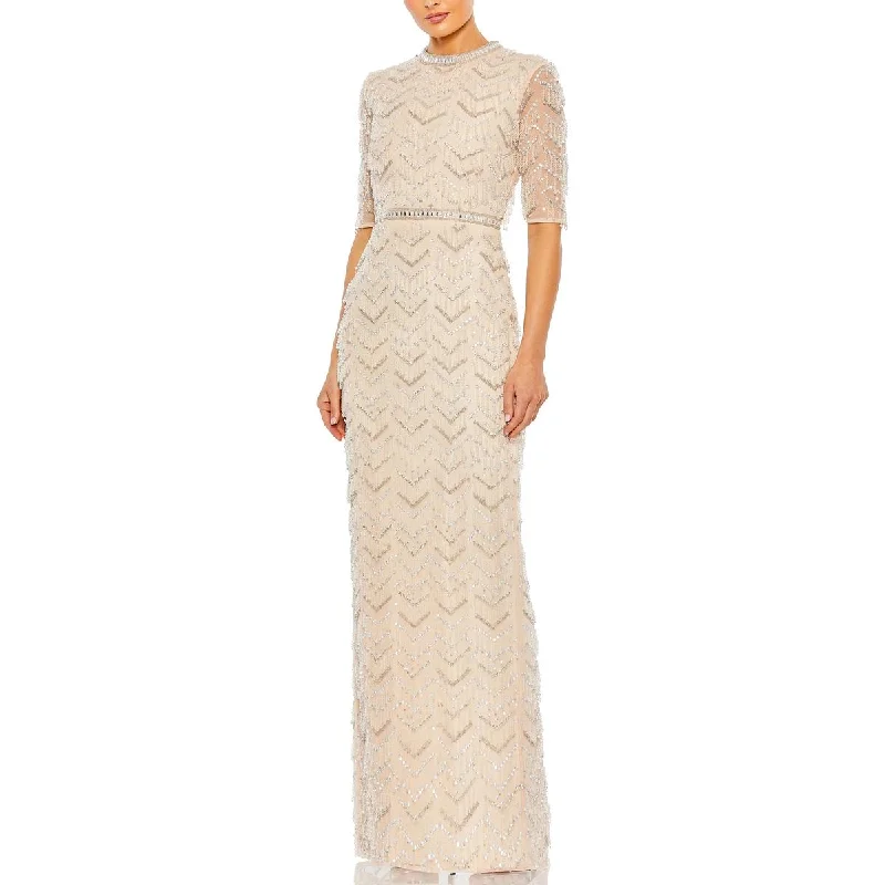 Womens Beaded Long Evening Dress