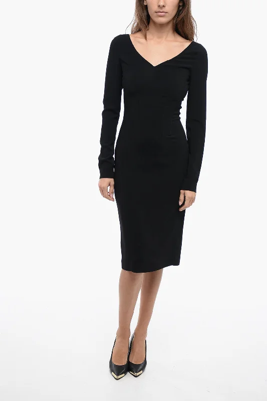 Burberry Corset Pencile Dress with V Neckline
