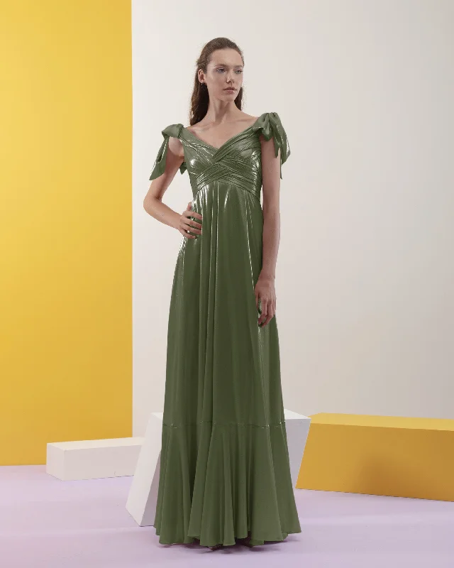 Draped Upper Part Green Dress
