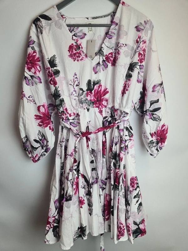 River Island. White Floral Dress UK 10.