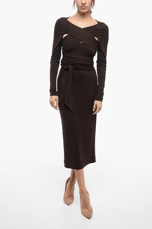 Dolce & Gabbana Wool Jersey Dress with Criss Cross Design