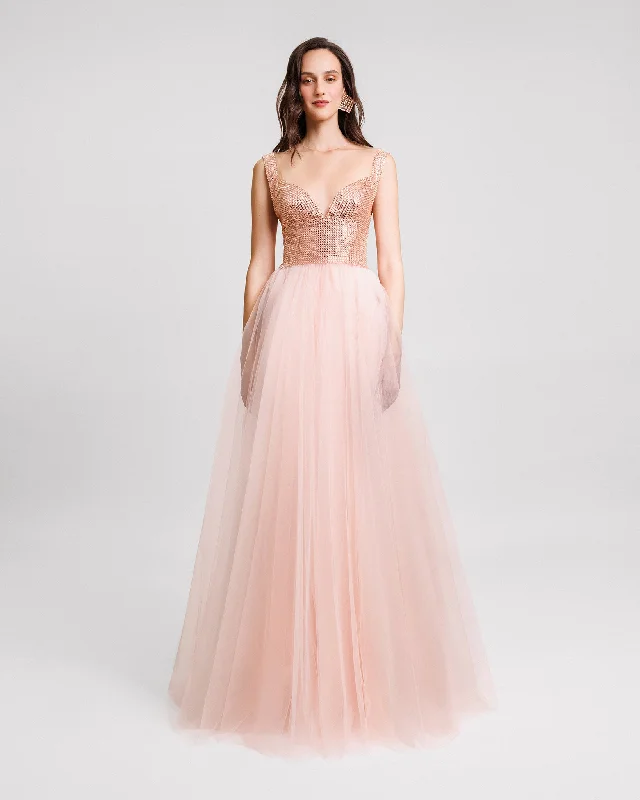 Embellished Corseted Tulle Dress