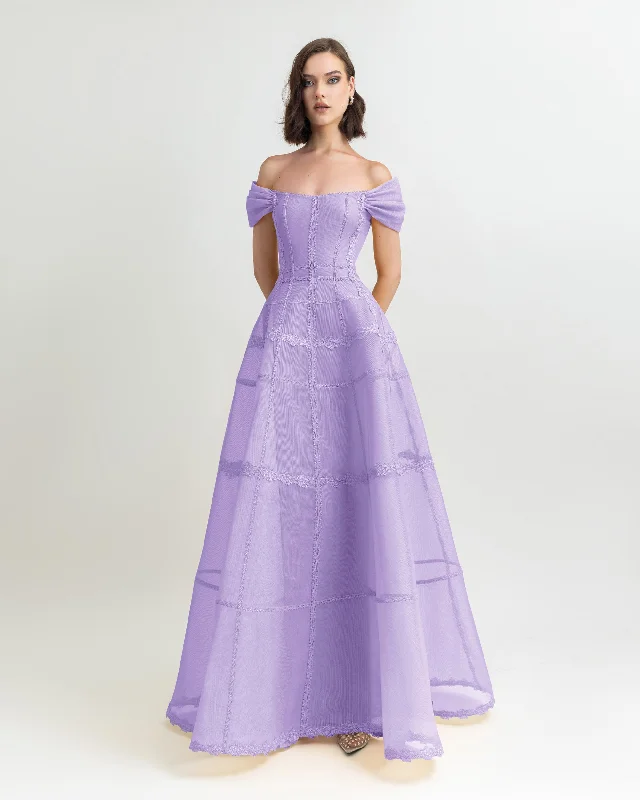 Lilac Mesh Long Dress