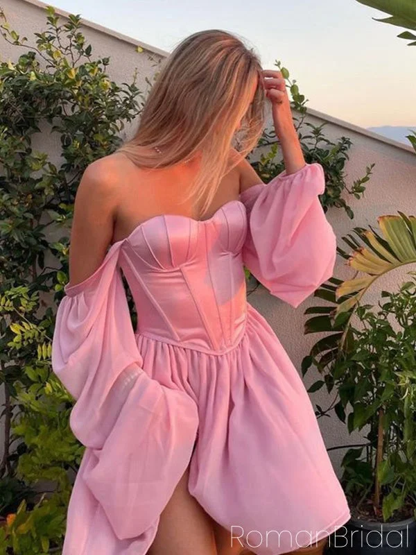 Simple Off-shoulder Sleeveless A-line Satin Homecoming Dresses For Party Online, HD1122 Simple Off-shoulder Sleeveless A-line Satin Homecoming Dresses For Party Online, HD1122