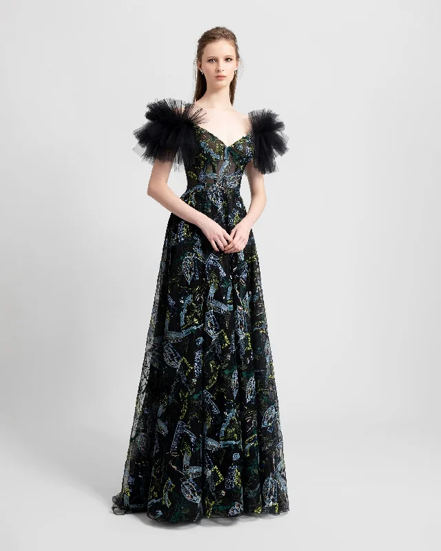Voluminous Pleated Shoulders Dress