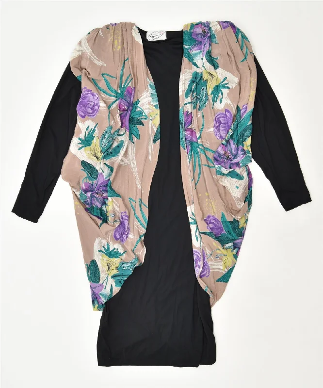 DIMENSIONO DOMMA Womens Graphic Tunic Dress UK 18 Large Black Floral
