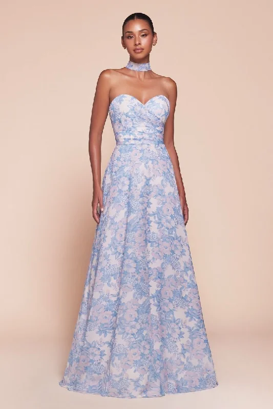 Cinderella Divine 7443 Formal Long Floral Printed Prom Dress