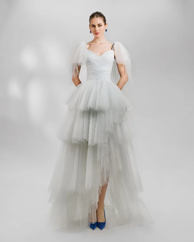Ruffled Dress With Beaded Straps