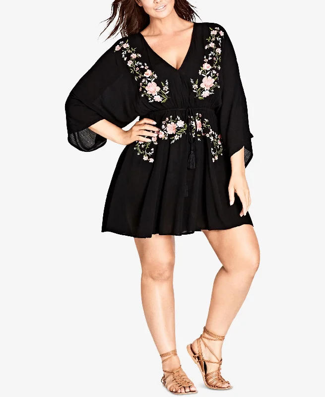 City Chic Trendy Plus Size Embroidered Tunic Dress
