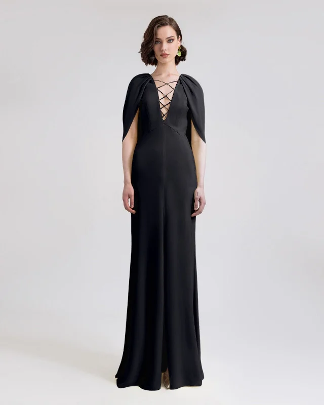 Cape-Like Black Dress