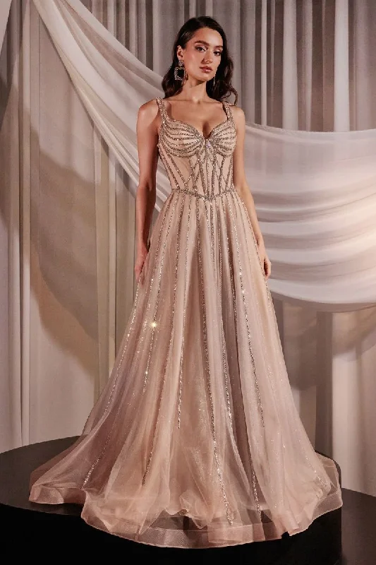 Cinderella Divine CD849 Long Glitter A Line Prom Formal Dress