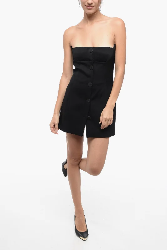 The Attico Front Buttoned Wool Blend Sheath Dress