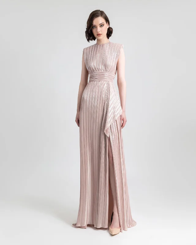 Straight Blush Ruffled Dress