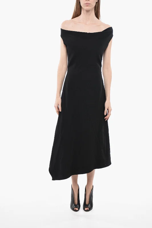 Bottega Veneta Cotton Asymmetric Dress with Draped Neckline 42 Italian size