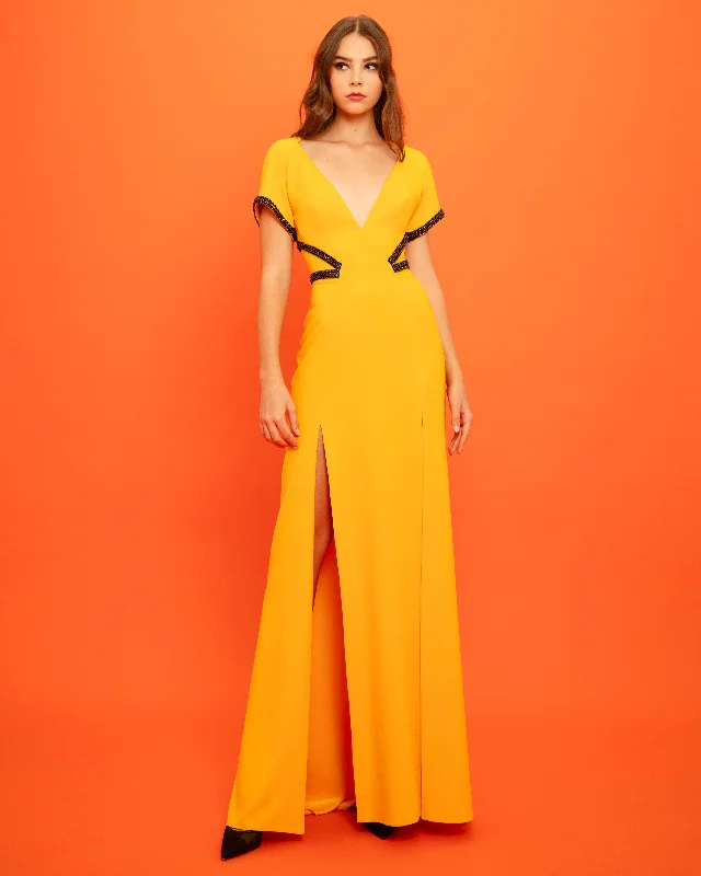 V-Neckline Straight Cut Dress