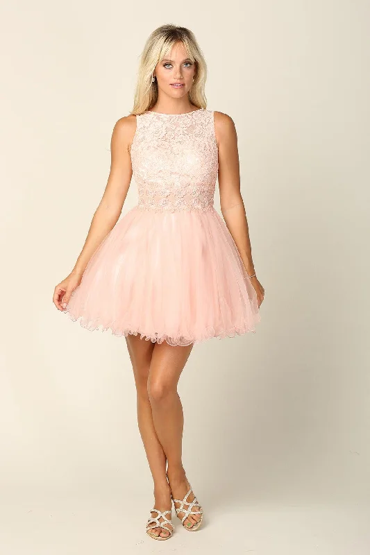 Short Sleeveless Lace Graduation Dress