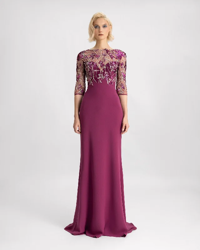 3/4 Sleeves Dress with Beaded Corset