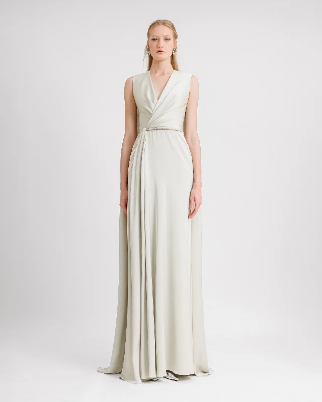 V-neckline With Cape-like Back Dress