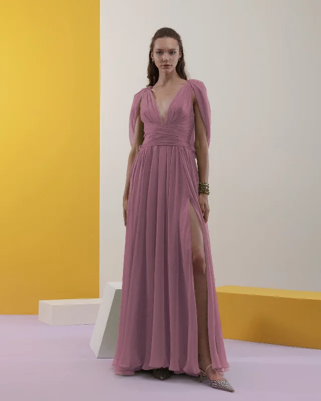 Draped Waist Pink Dress