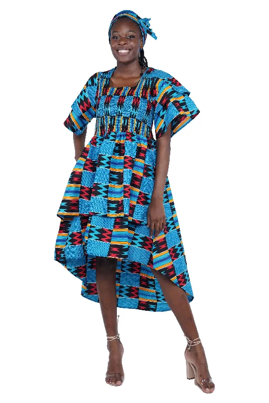 African Two Tiered High Low Dress | One Size | Plus Size