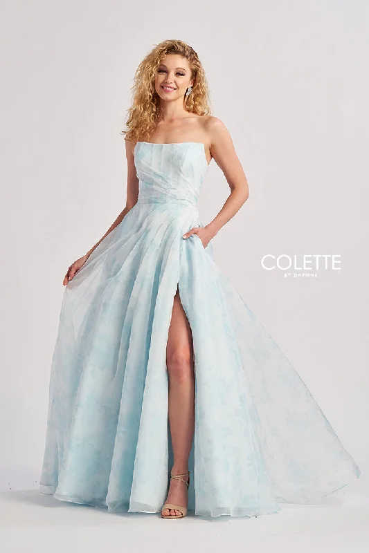 Colette by Daphne CL8635 Long A Line Formal Floral Print Prom Dress