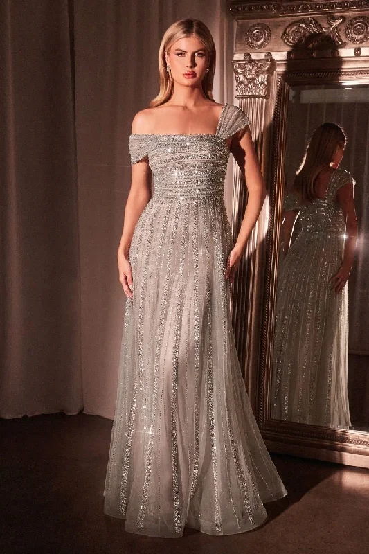 Cinderella Divine CD0238 Long Beaded Formal Prom Dress