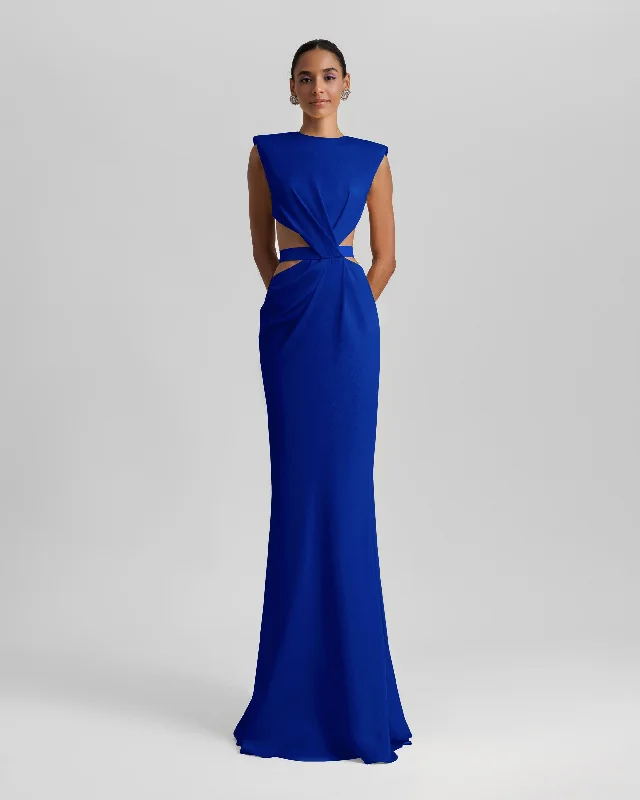 Royal Blue Long Dress With Cut-Outs