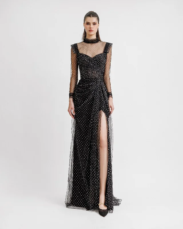 Heart-Neckline Draped Dress With Top