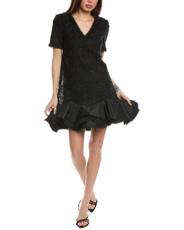 Badgley Mischka Flounce Hem Shift Dress