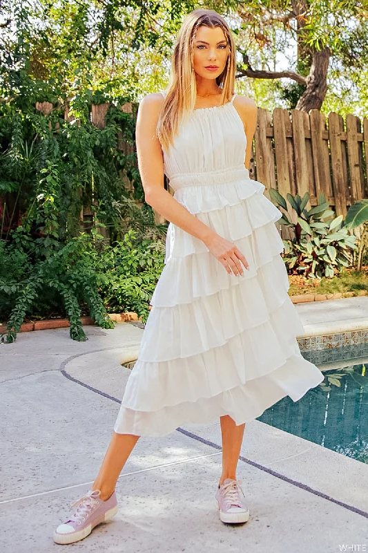 Meadow Mist Ruffle Dress White