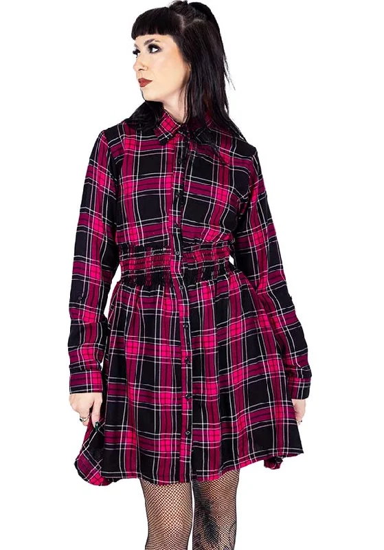 Prairie [Dark Pink Check] | DRESS