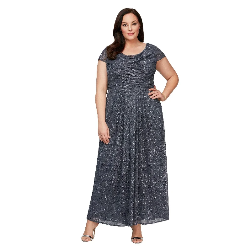 Alex Evenings AE8433096 Long Plus Size Pleated Dress