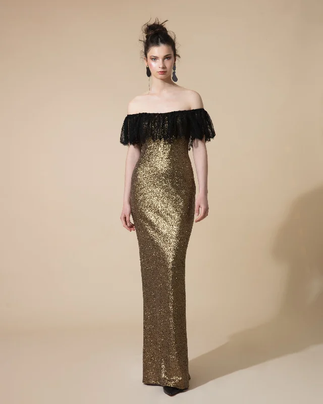 Off-Shoulder Long Fitted Dress