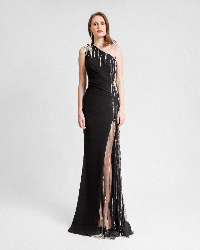One-Shoulder Crepe Dress