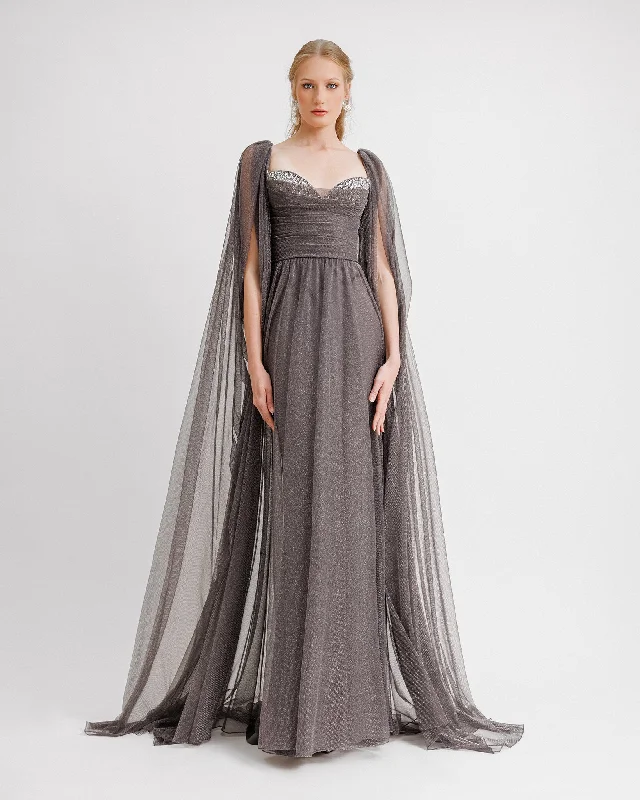 Beaded Heart-Neckline Dress
