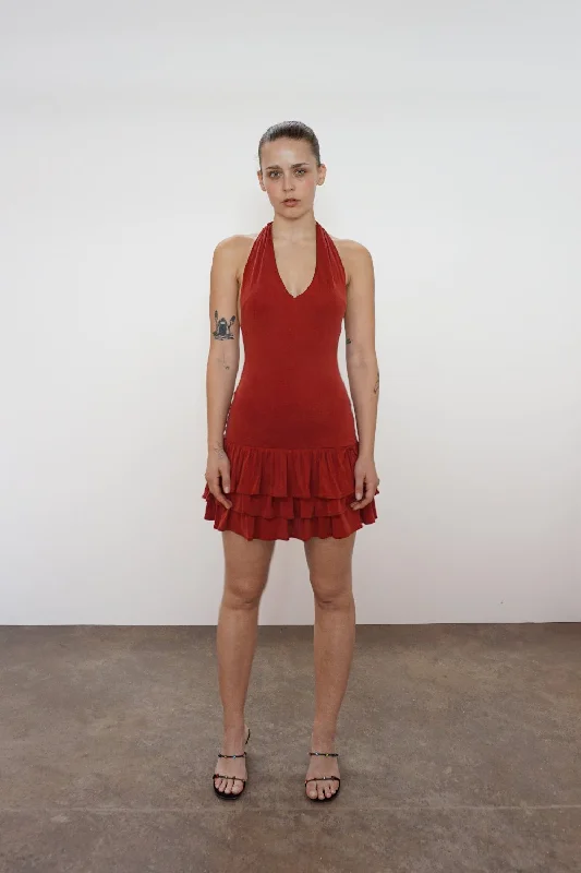 The Kylie Halter Dress, Redsandstone