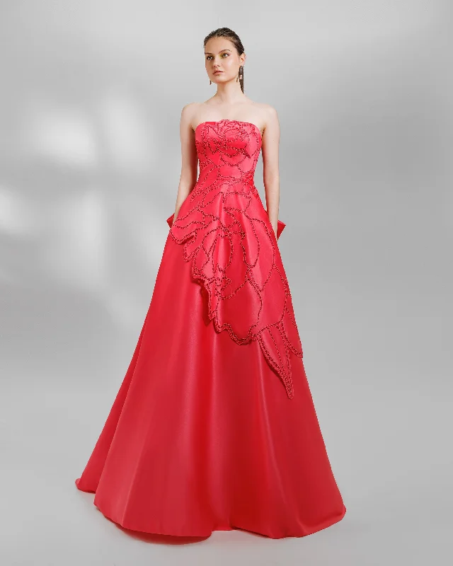 Laser Cut Strapless Dress
