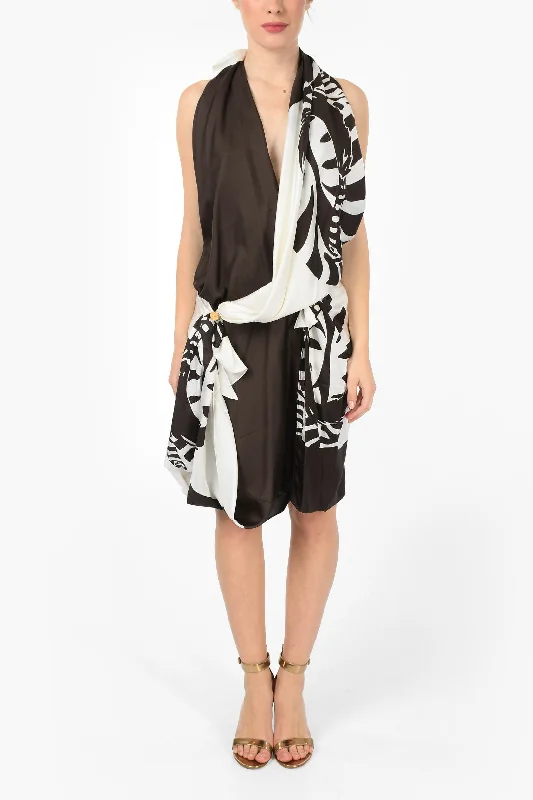 Bottega Veneta Draped ZEBRA Halterneck Dress 36 Italian size
