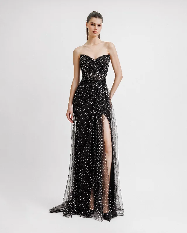 Heart-Neckline Draped Dress