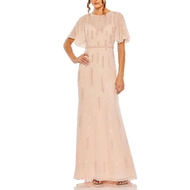 Womens Beaded Maxi Evening Dress
