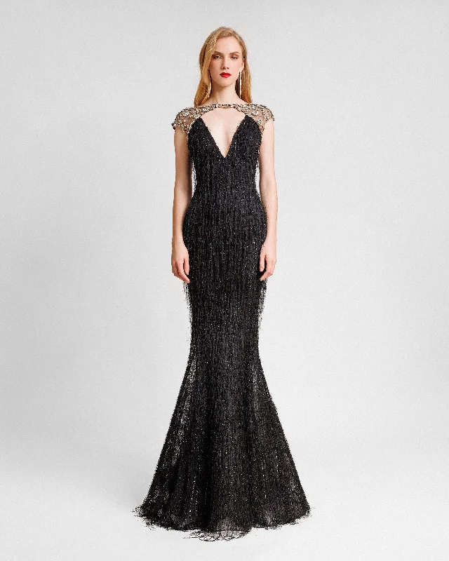 Beaded Dress With Fringes